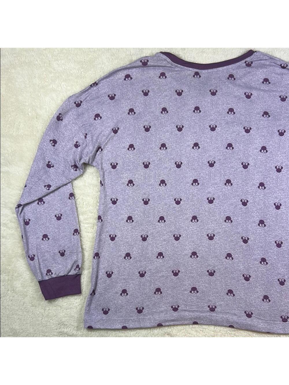 Disney Women’s Purple Mickey Mouse Print Long Sleeve Pajama Sleep Top Sz Med - Picture 11 of 12